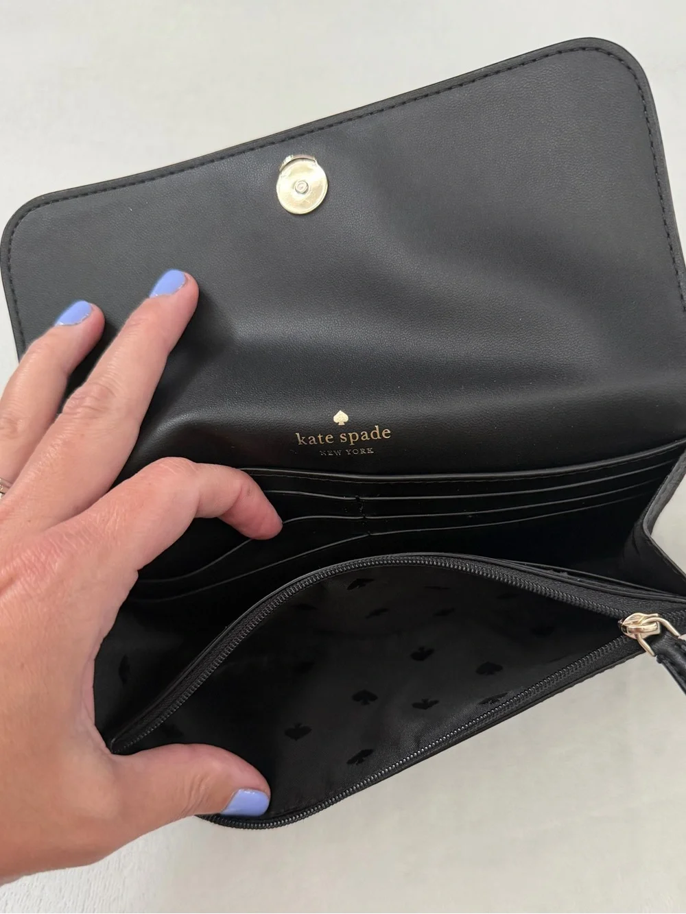 kate spade black sparkle wallet